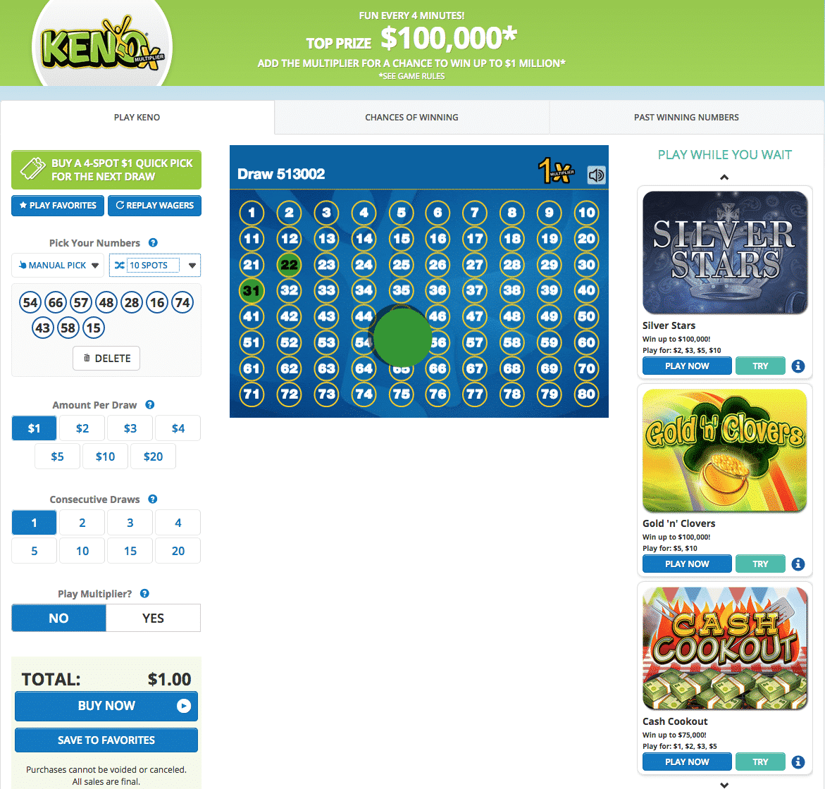 Kentucky Lottery Keno Online